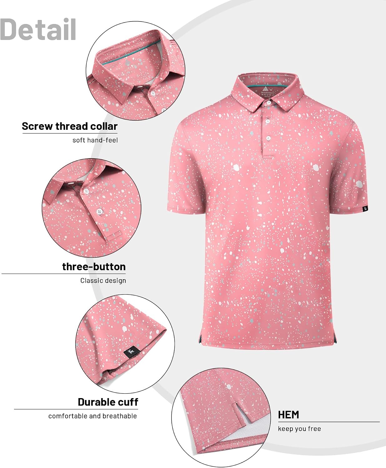 image:imageZITY Mens Golf Polo Shirts Short Sleeve Print Patterns Moisture WickingB Splashed Paint