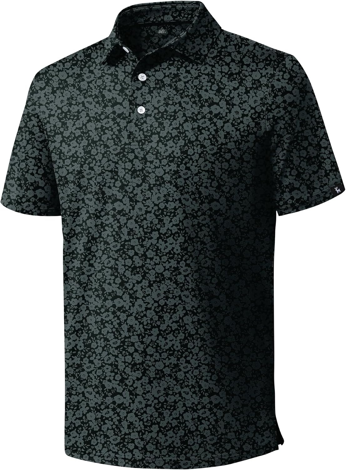 image:imageZITY Mens Golf Polo Shirts Short Sleeve Print Patterns Moisture WickingBlack Flower