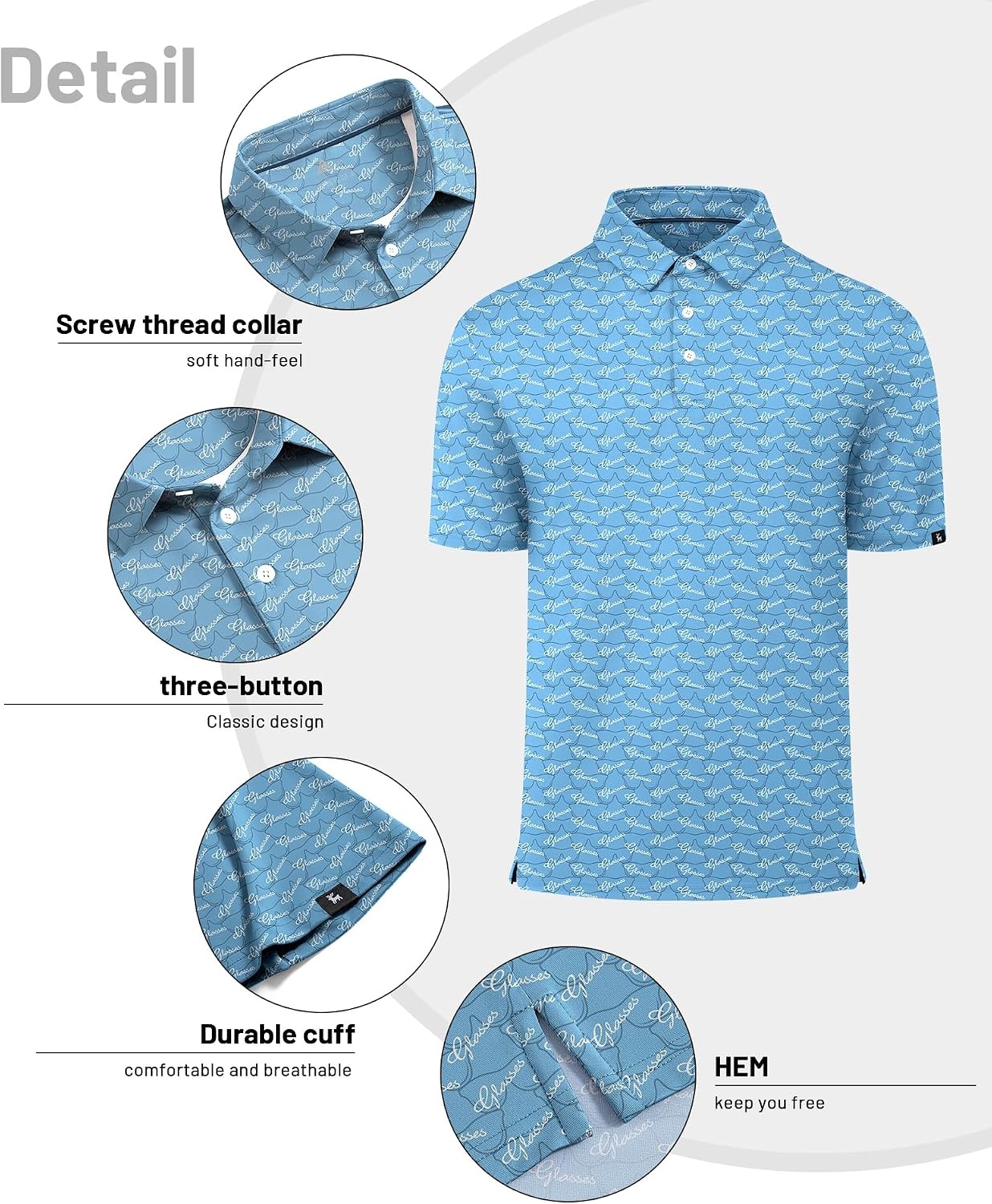 image:imageZITY Mens Golf Polo Shirts Short Sleeve Print Patterns Moisture WickingBlue Characters