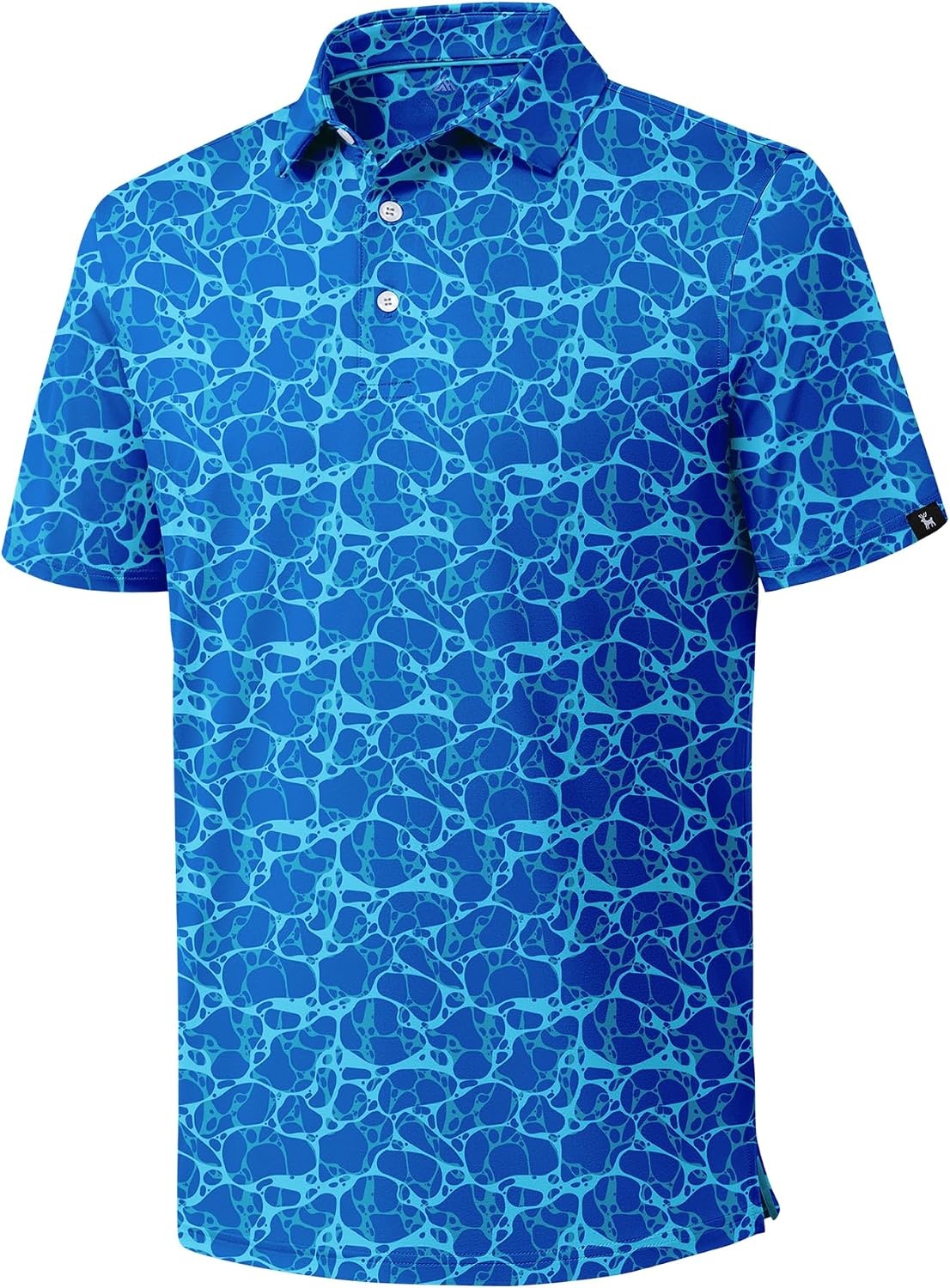 image:imageZITY Mens Golf Polo Shirts Short Sleeve Print Patterns Moisture WickingBlue Ripple