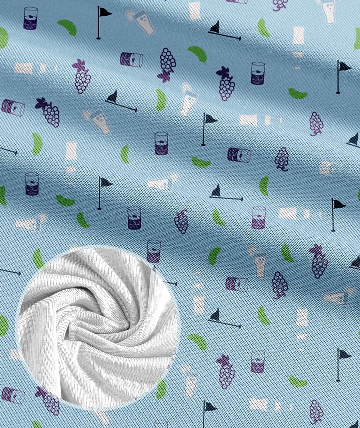 image:imageZITY Mens Golf Polo Shirts Short Sleeve Print Patterns Moisture WickingBlue Strawberry Cup