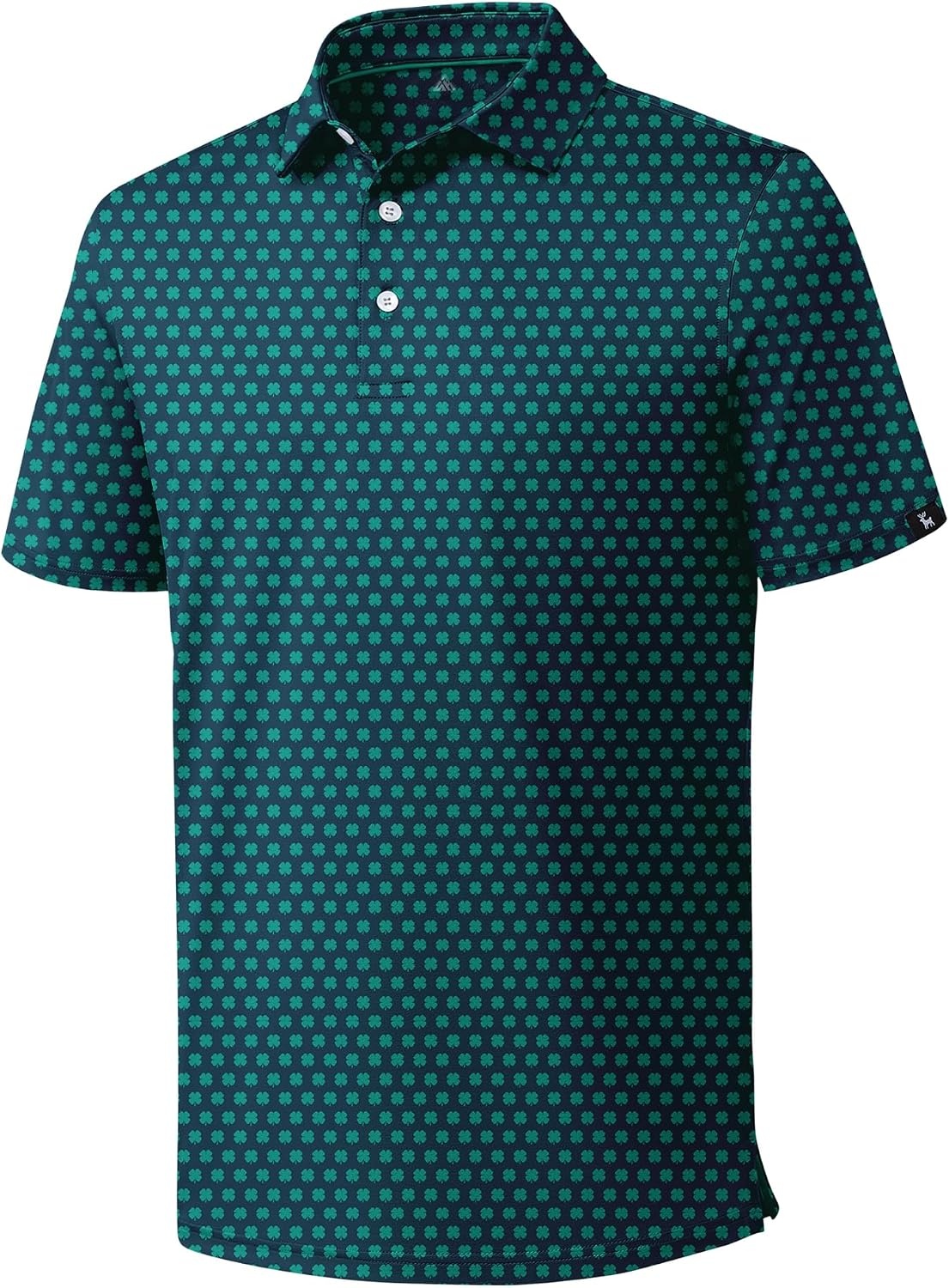 image:imageZITY Mens Golf Polo Shirts Short Sleeve Print Patterns Moisture WickingBluish Green Clover
