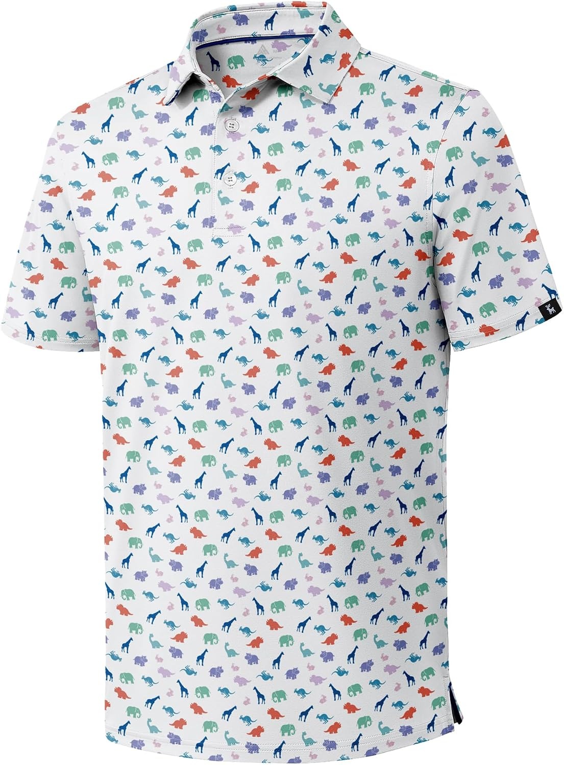 image:imageZITY Mens Golf Polo Shirts Short Sleeve Print Patterns Moisture WickingColorful Dinosaurs