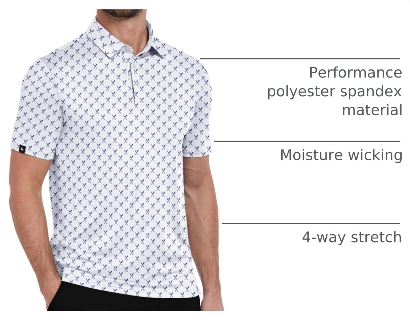 image:imageZITY Mens Golf Polo Shirts Short Sleeve Print Patterns Moisture WickingKnife and Fork