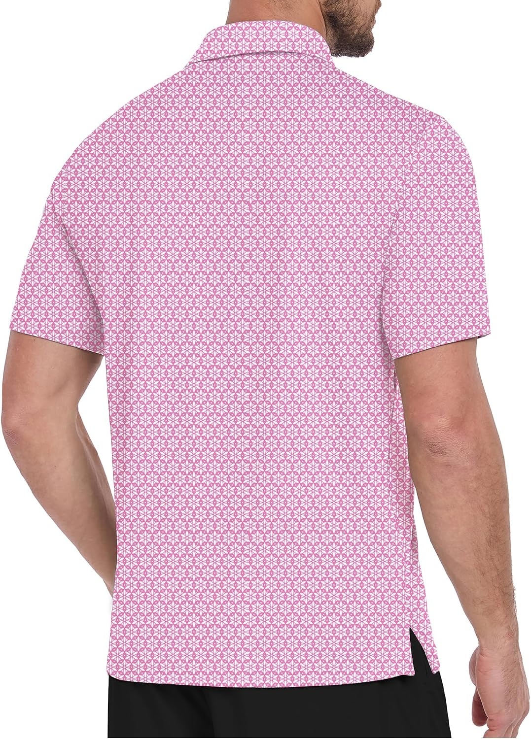 image:imageZITY Mens Golf Polo Shirts Short Sleeve Print Patterns Moisture WickingPink Flower