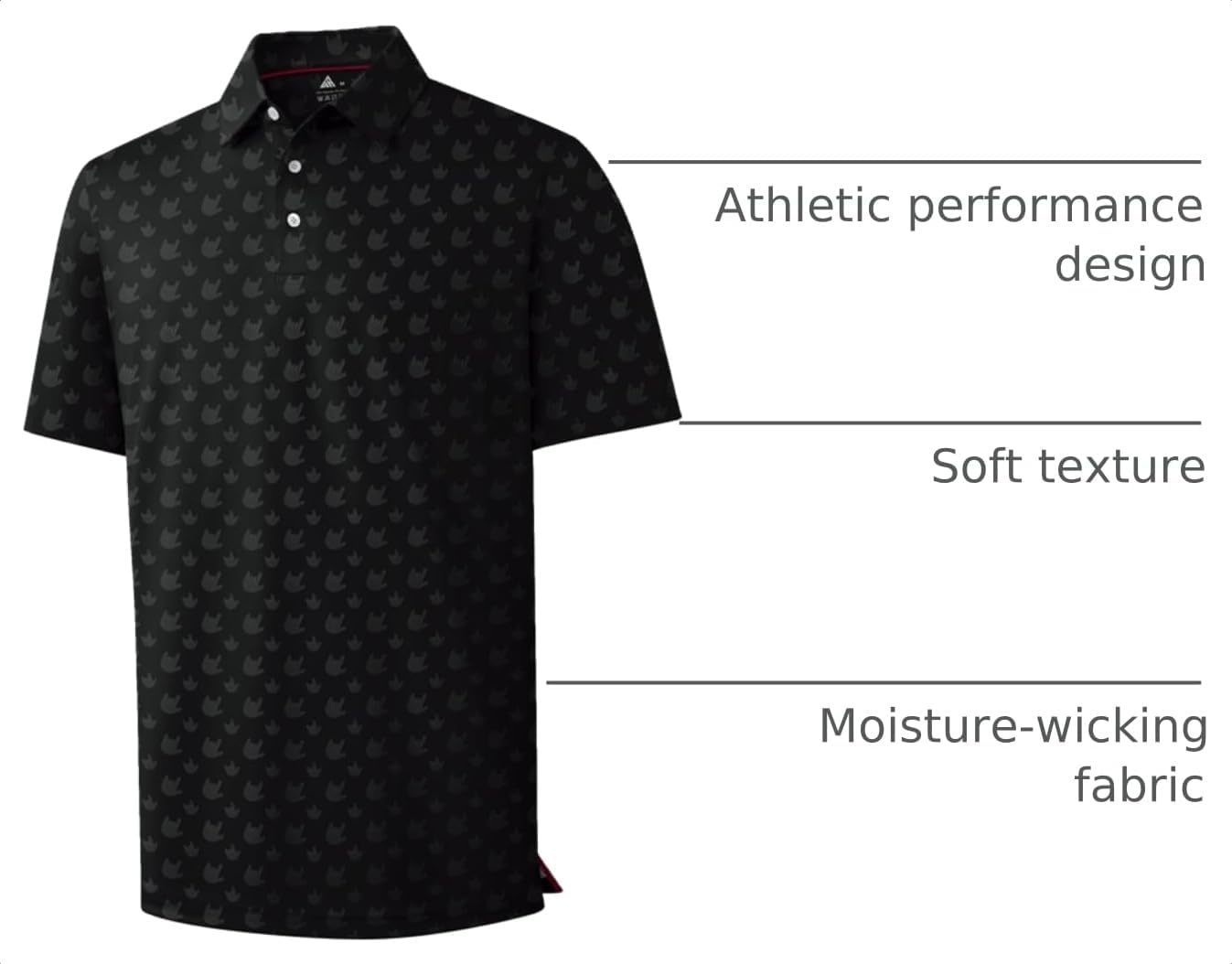 image:imageZITY Mens Golf Shirts Short Sleeve Print Moisture Wicking Polo ShirtBlack Love