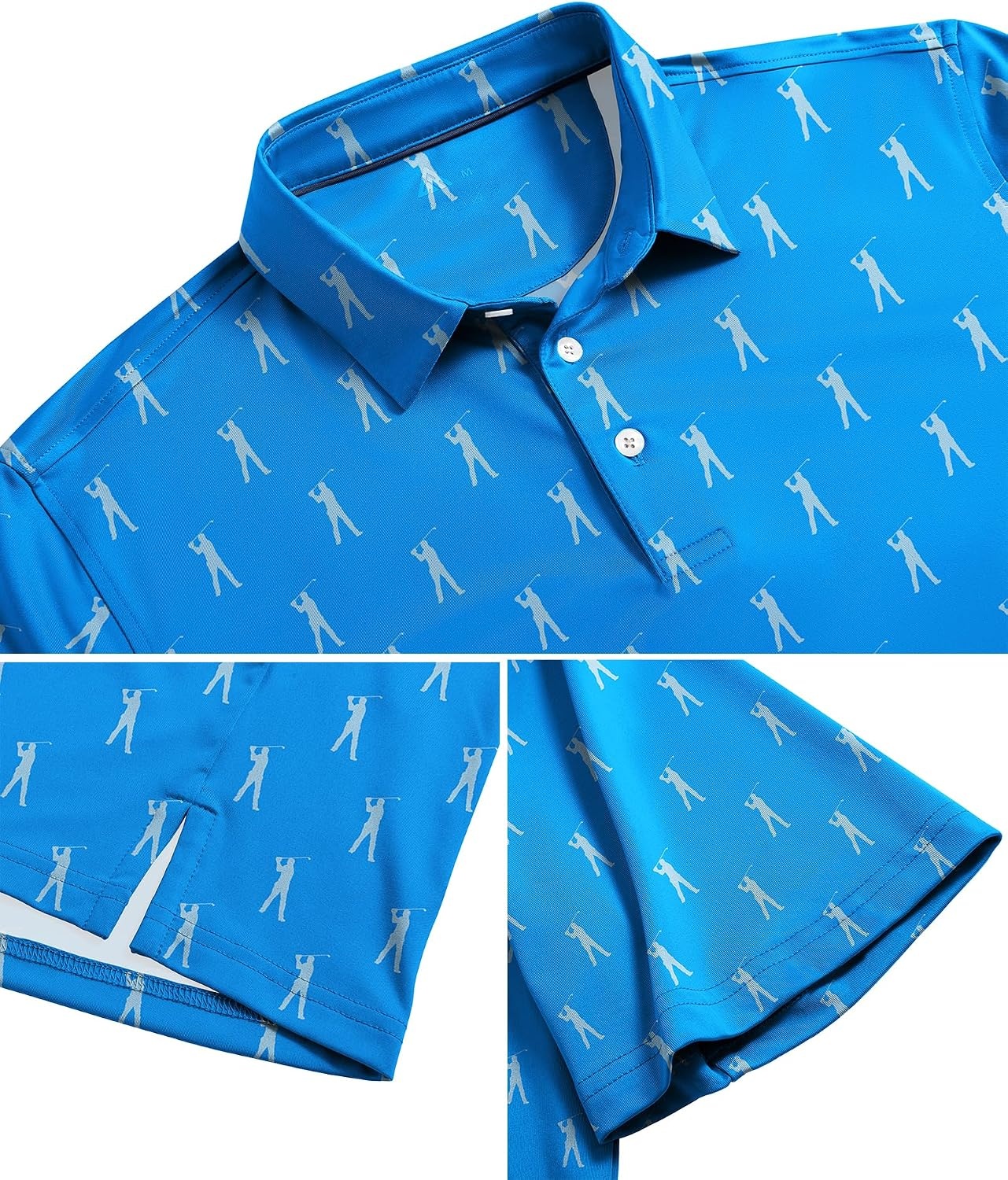 image:imageZITY Mens Golf Shirts Short Sleeve Print Moisture Wicking Polo ShirtBlue Golf