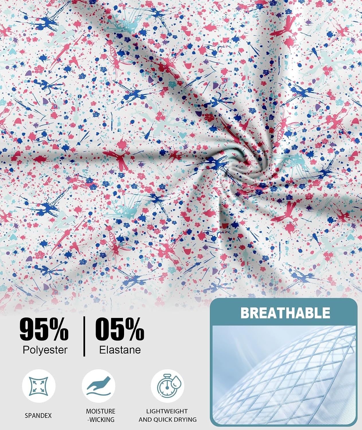 image:imageZITY Mens Golf Shirts Short Sleeve Print Moisture Wicking Polo ShirtBlue Pink Splatters Paint