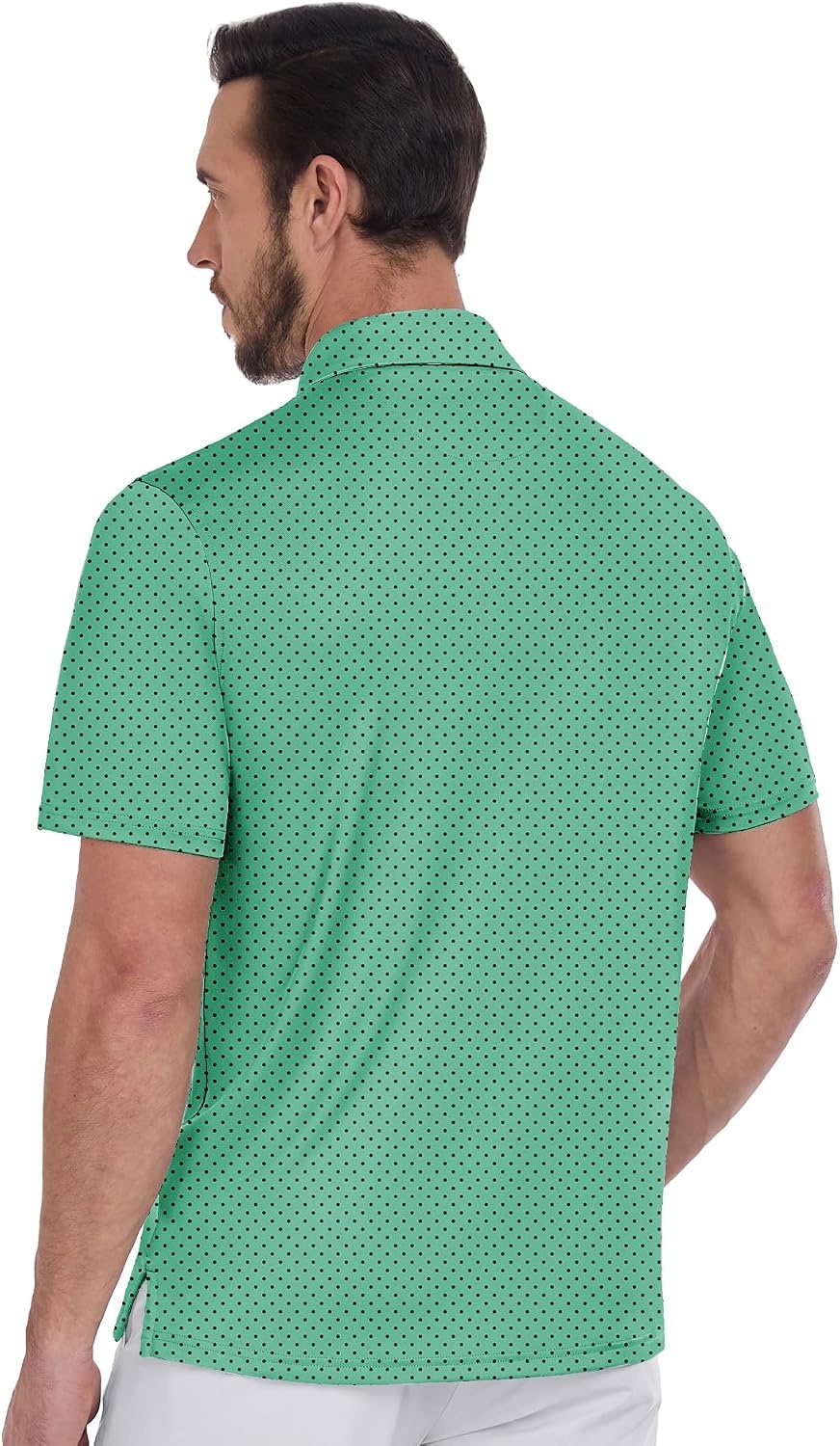 image:imageZITY Mens Golf Shirts Short Sleeve Print Moisture Wicking Polo ShirtGreen Wave Point