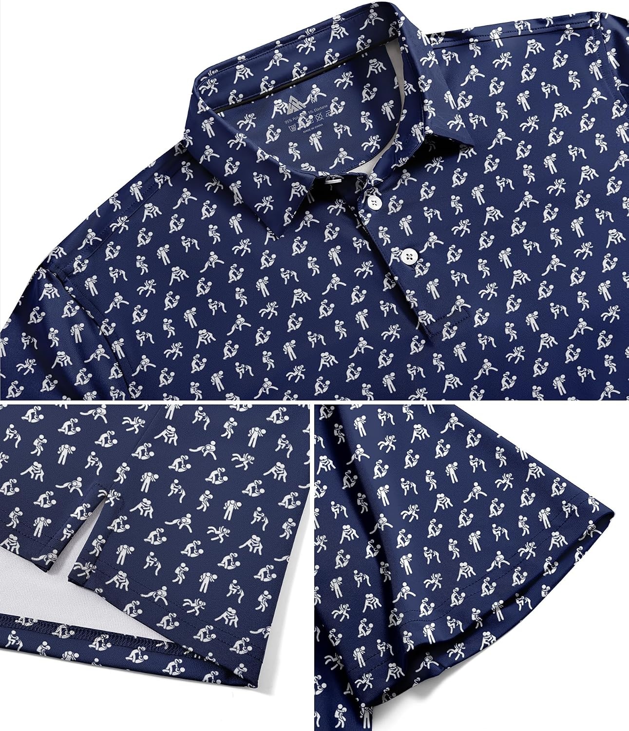 image:imageZITY Mens Golf Shirts Short Sleeve Print Moisture Wicking Polo ShirtNavy Love