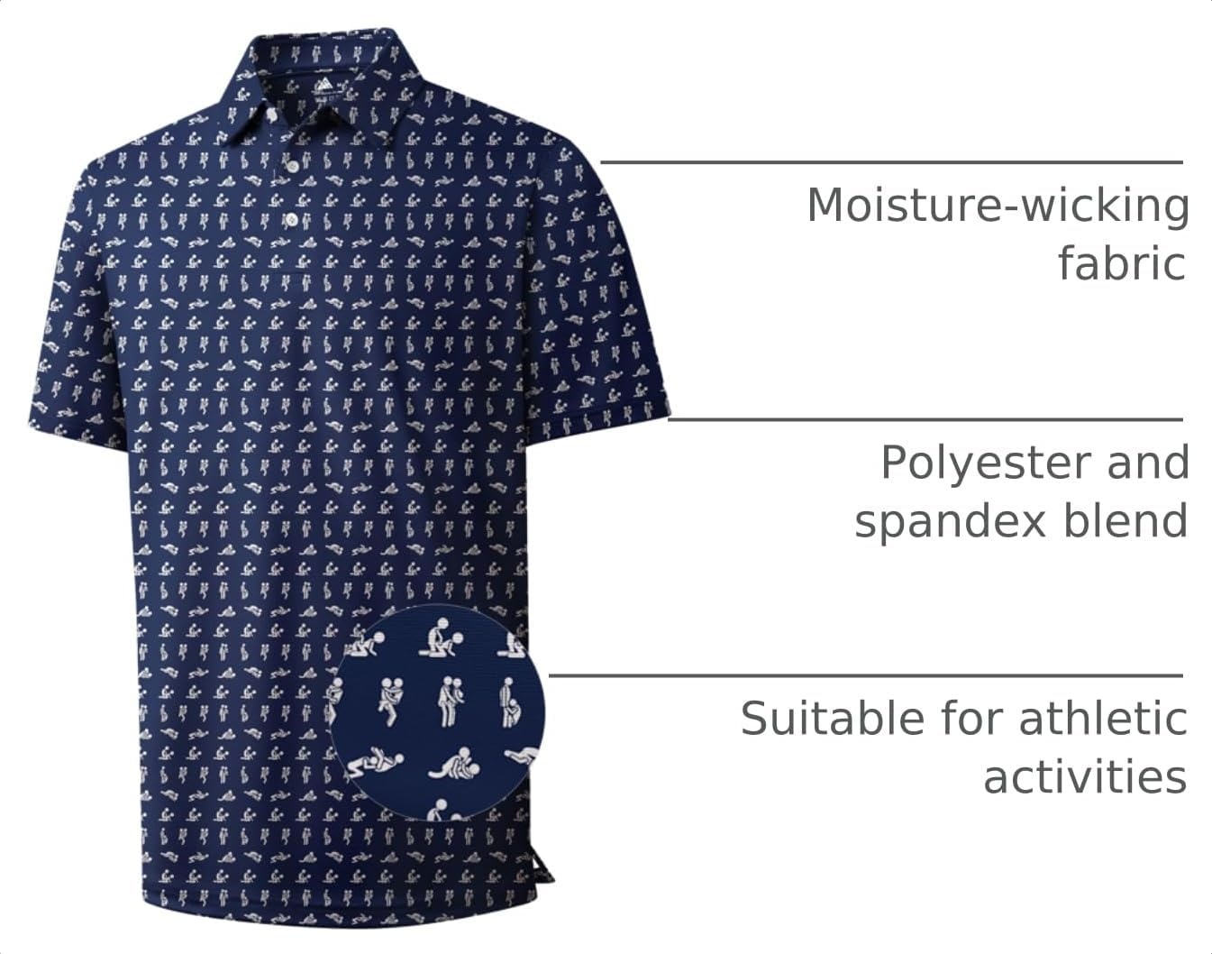 image:imageZITY Mens Golf Shirts Short Sleeve Print Moisture Wicking Polo ShirtNavy Love