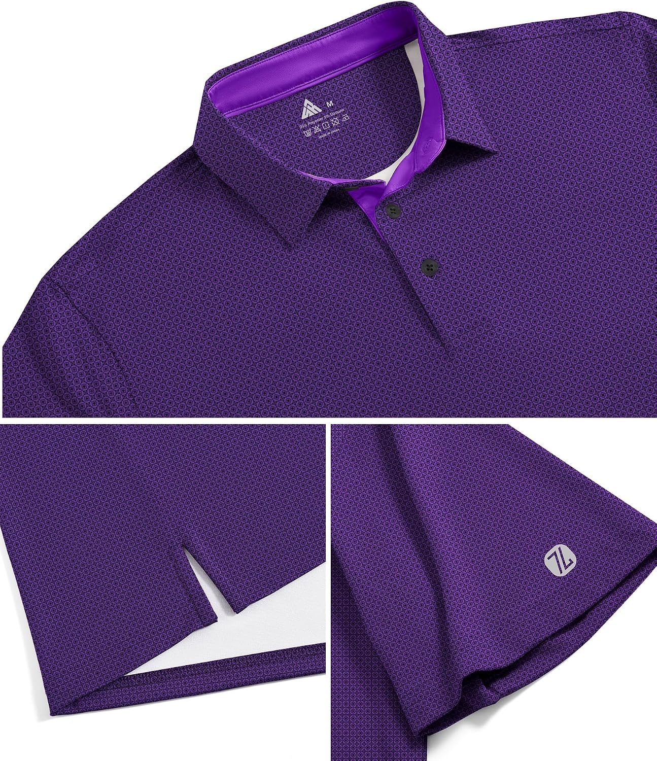 image:imageZITY Mens Golf Shirts Short Sleeve Print Moisture Wicking Polo ShirtPurple Circle