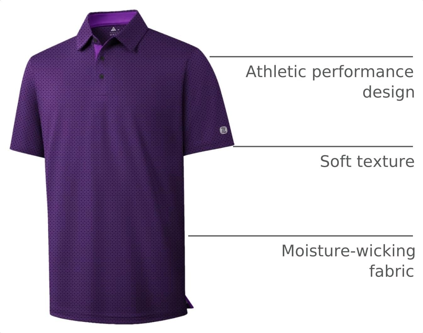 image:imageZITY Mens Golf Shirts Short Sleeve Print Moisture Wicking Polo ShirtPurple Circle