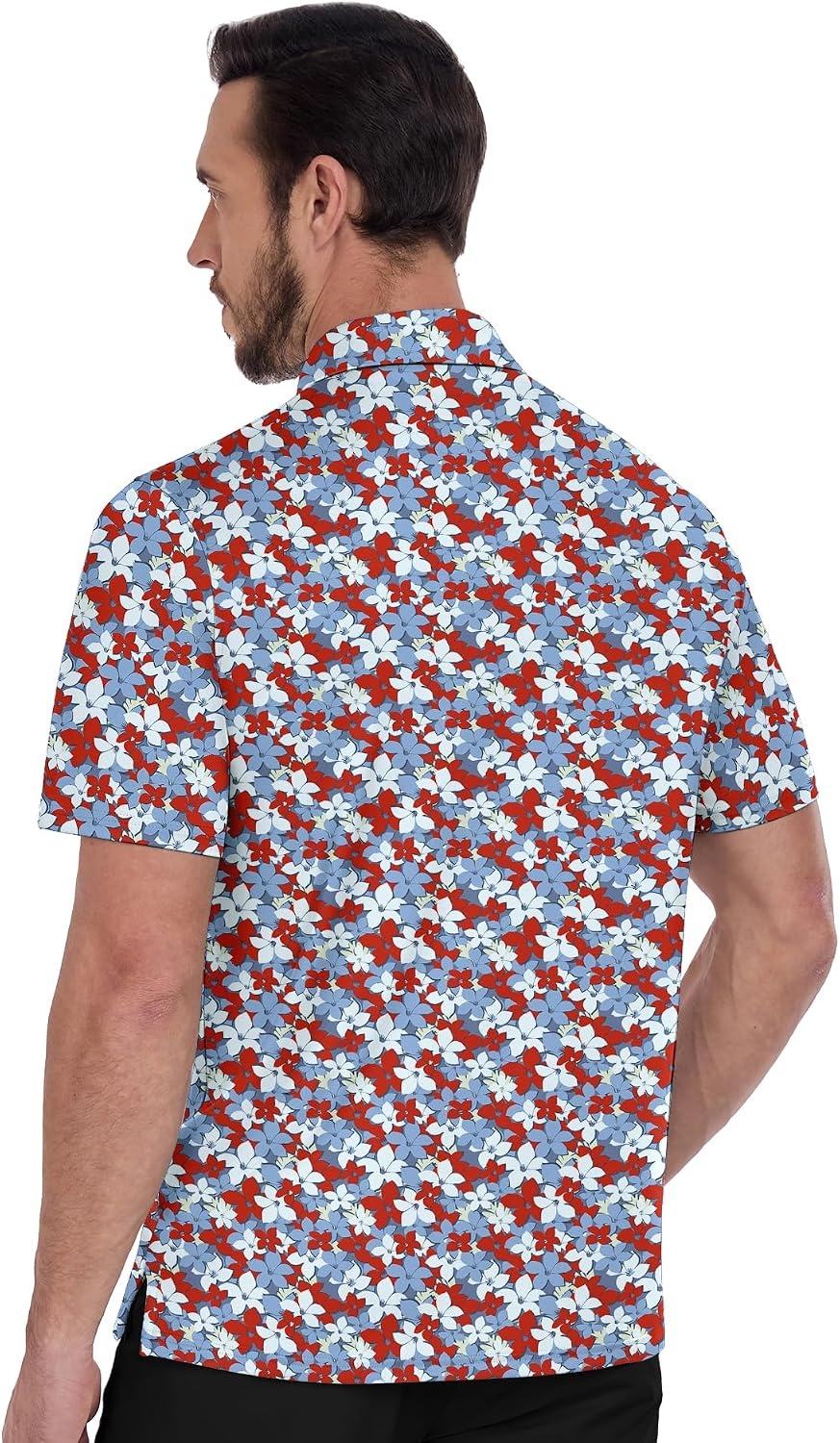 image:imageZITY Mens Golf Shirts Short Sleeve Print Moisture Wicking Polo ShirtRed Maple Leaf
