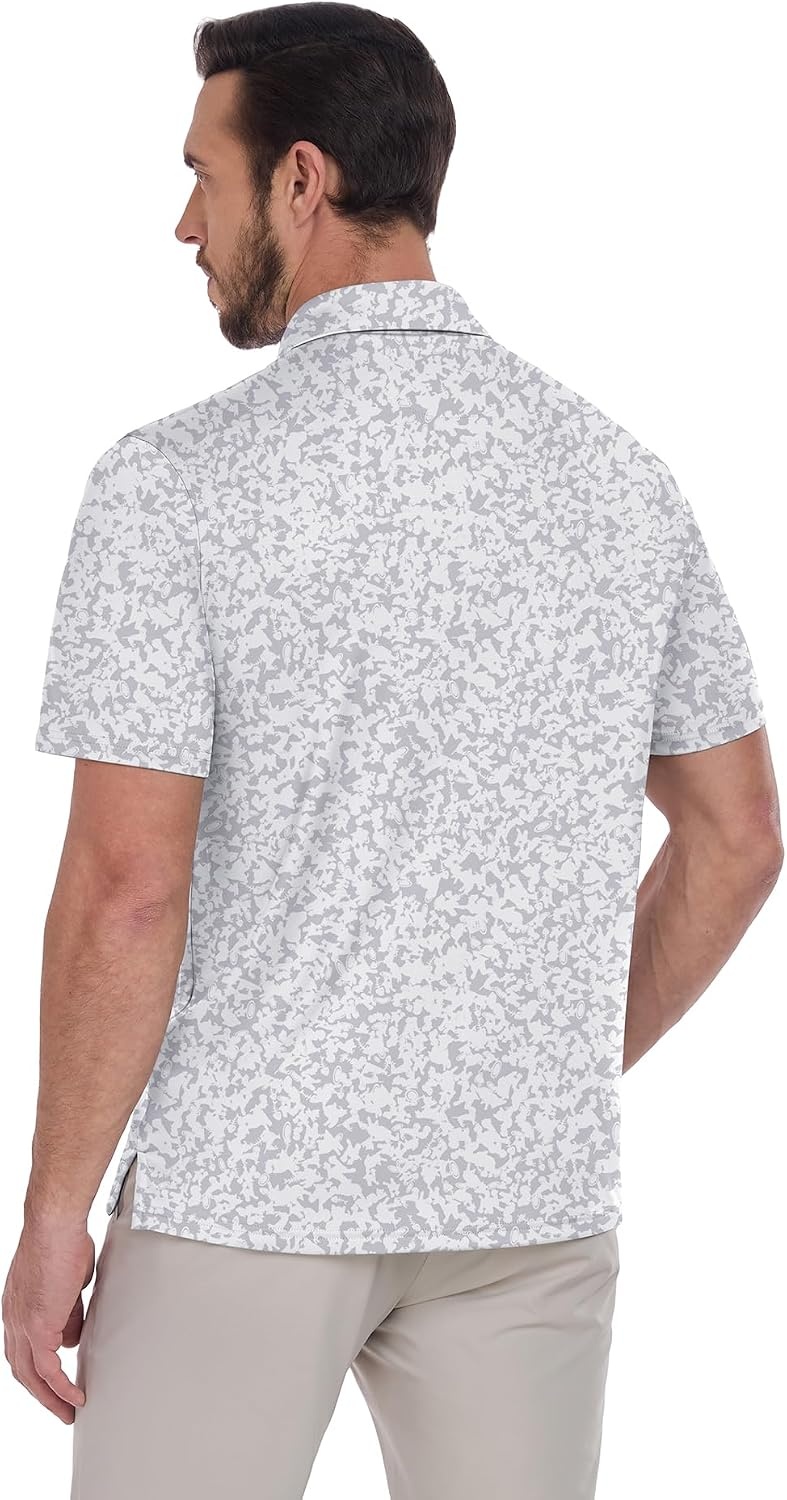 image:imageZITY Mens Golf Shirts Short Sleeve Print Moisture Wicking Polo ShirtSand Painting