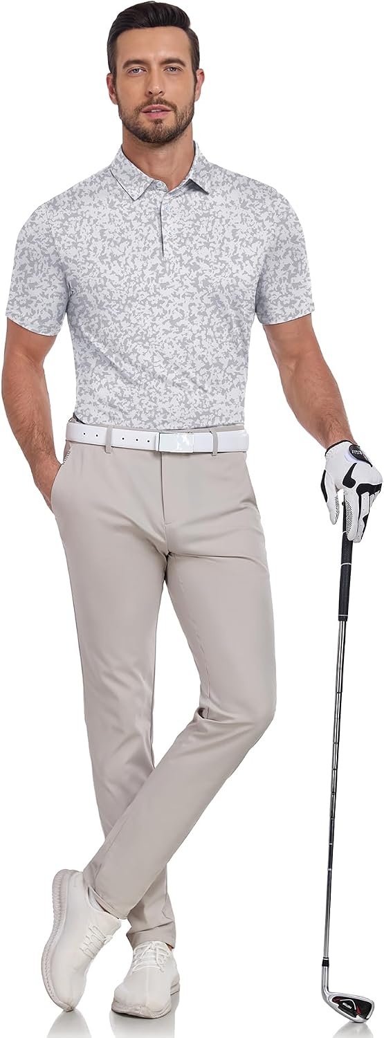 image:imageZITY Mens Golf Shirts Short Sleeve Print Moisture Wicking Polo ShirtSand Painting