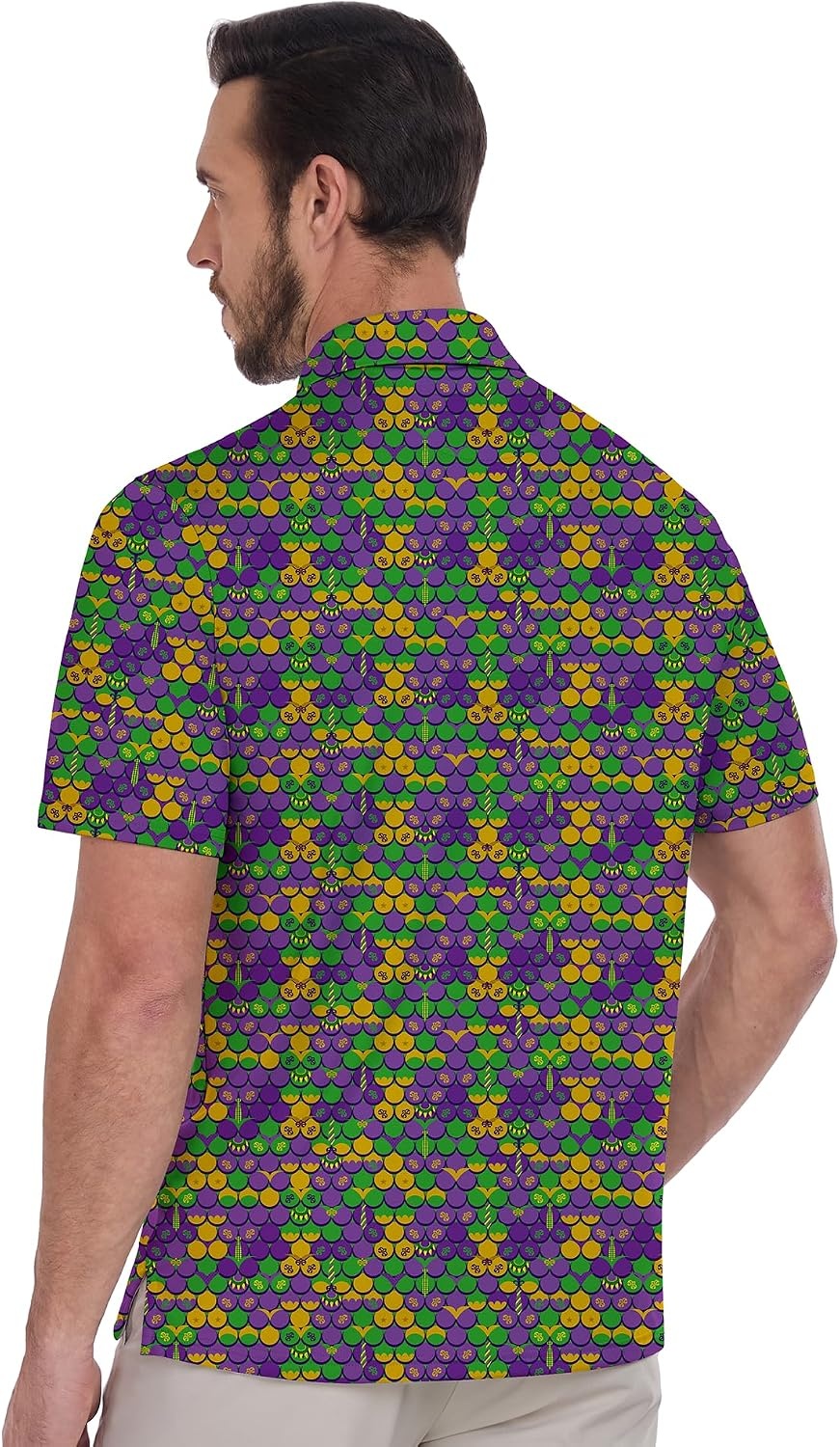 image:imageZITY Mens Golf Shirts Short Sleeve Print Moisture Wicking Polo ShirtYellow Purple Bikini