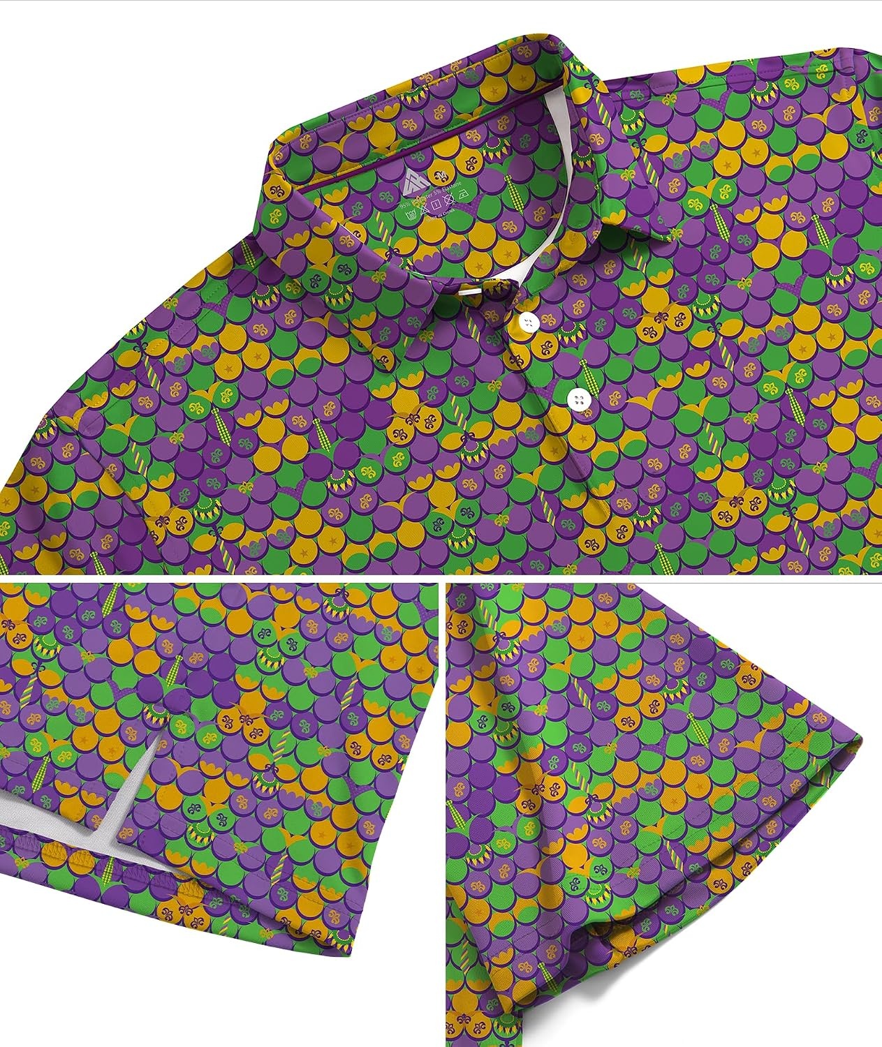 image:imageZITY Mens Golf Shirts Short Sleeve Print Moisture Wicking Polo ShirtYellow Purple Bikini