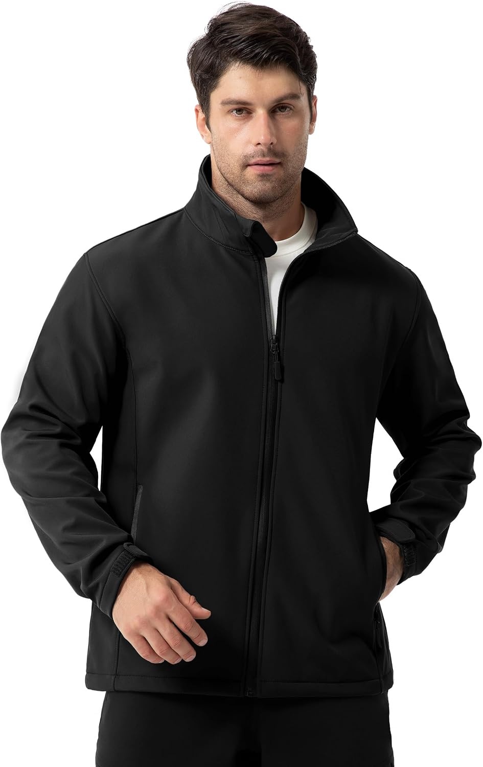image:imageZITY Mens Lightweight Softshell Jacket Fleece Lined Waterproof WindbreakerBlack