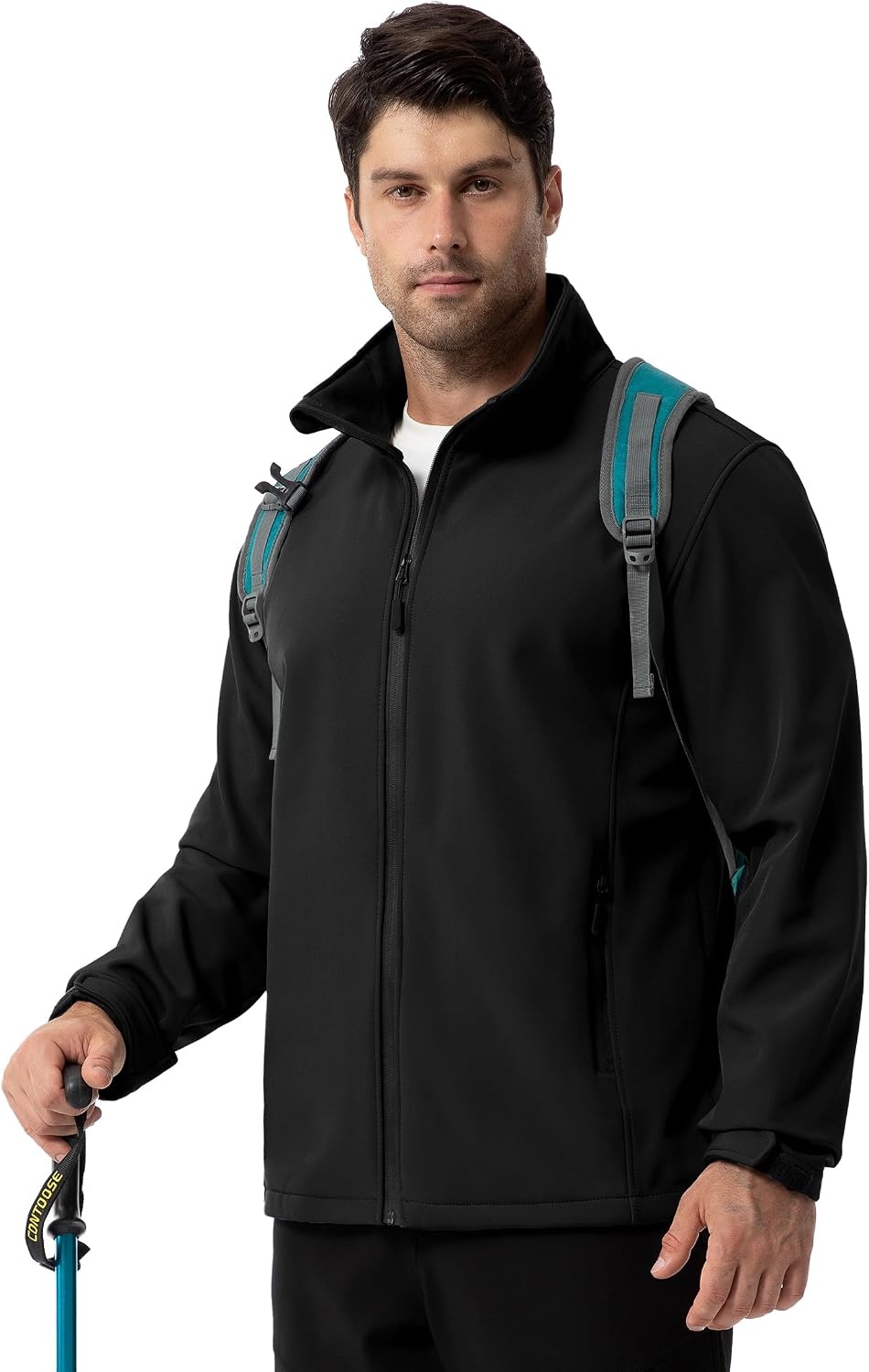 image:imageZITY Mens Lightweight Softshell Jacket Fleece Lined Waterproof WindbreakerBlack