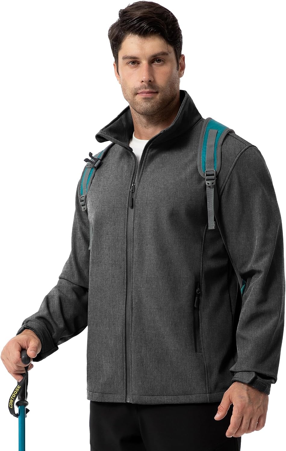 image:imageZITY Mens Lightweight Softshell Jacket Fleece Lined Waterproof WindbreakerHgrey