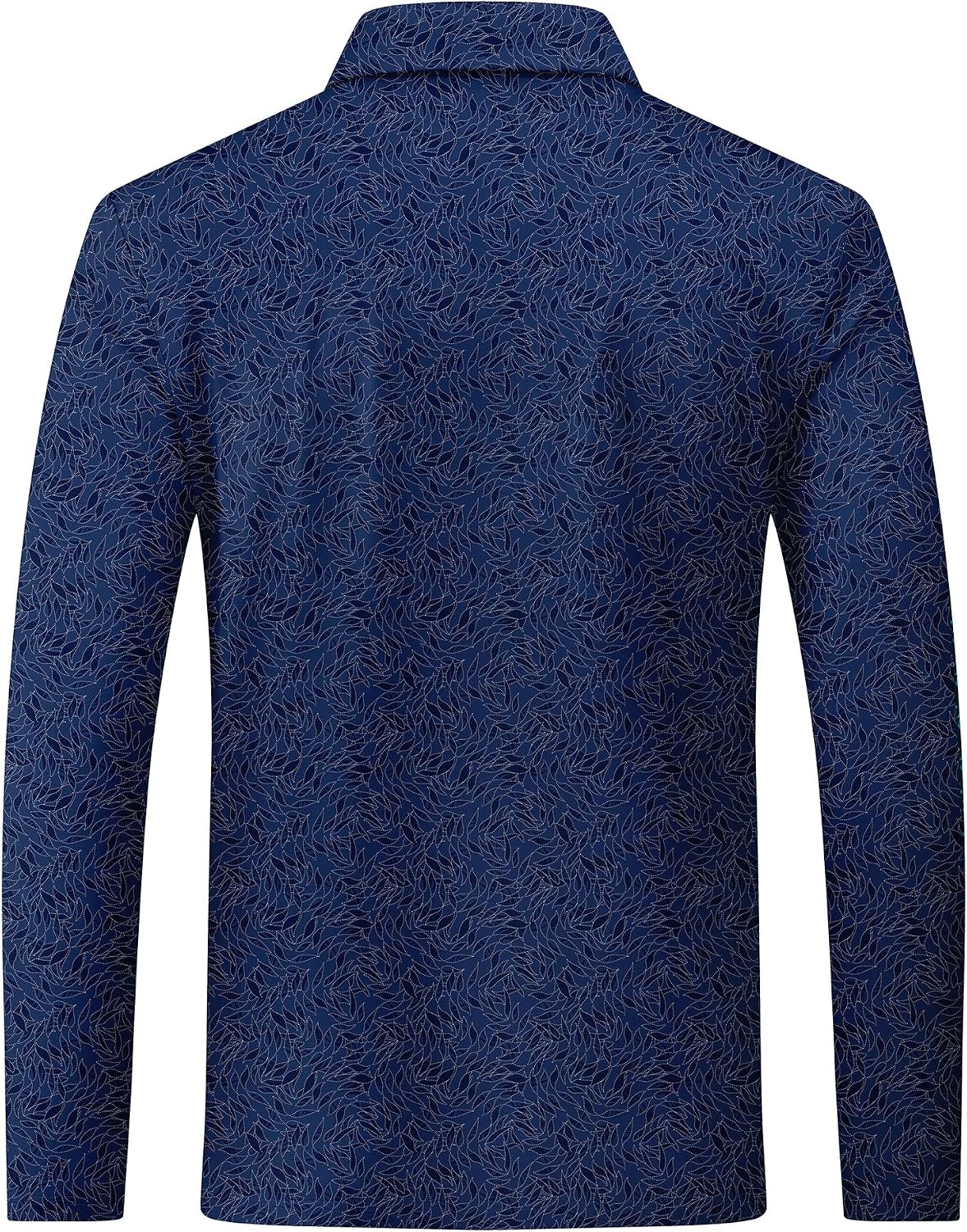 image:imageZITY Mens Long Sleeve Golf Shirts Print Polo Shirts UPF 50 Sun ShirtsNavy Striped Leave