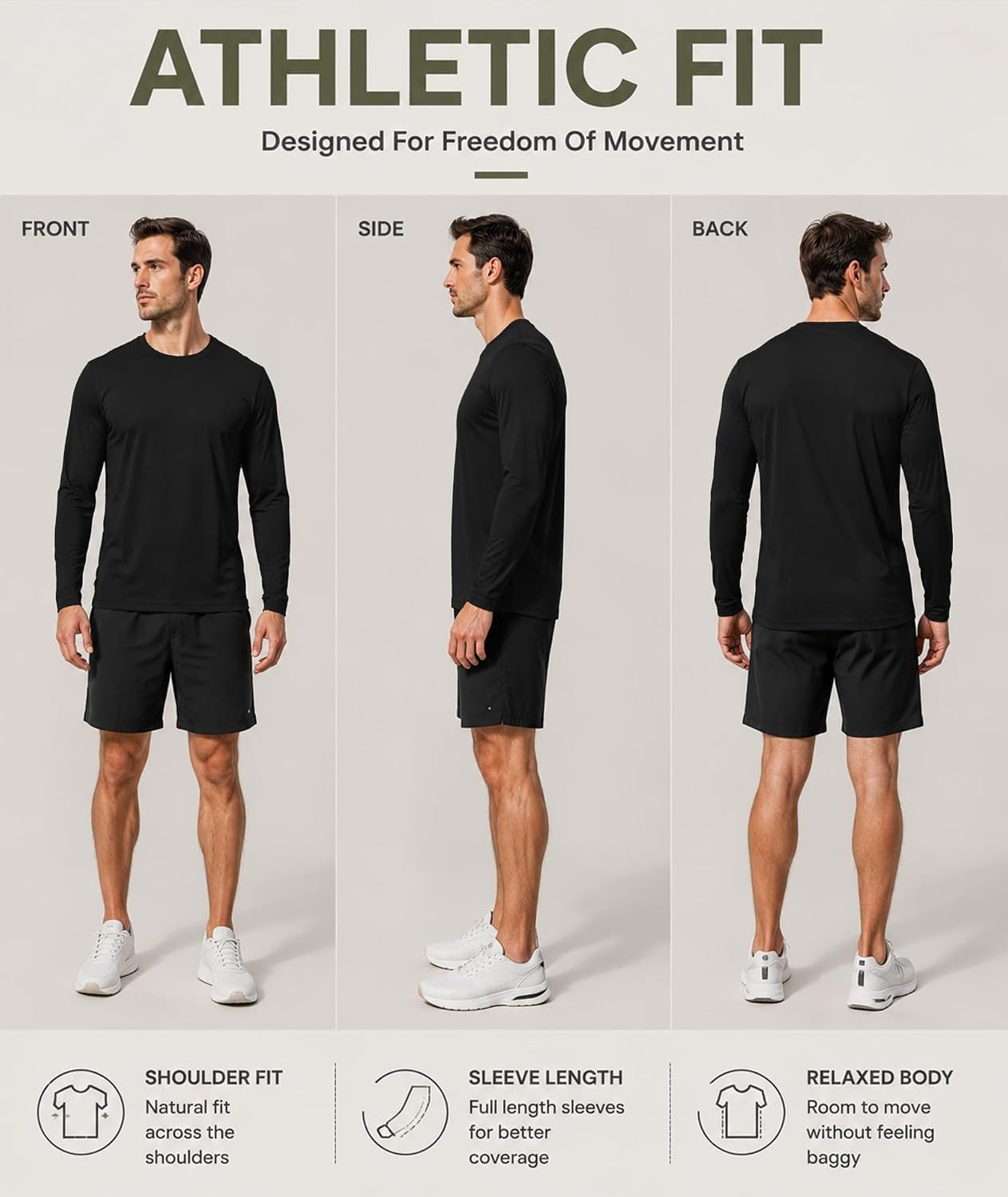 image:imageZITY Mens Long Sleeve Shirts Cotton Comfortable Undershirt for MenBlackBlackBlack