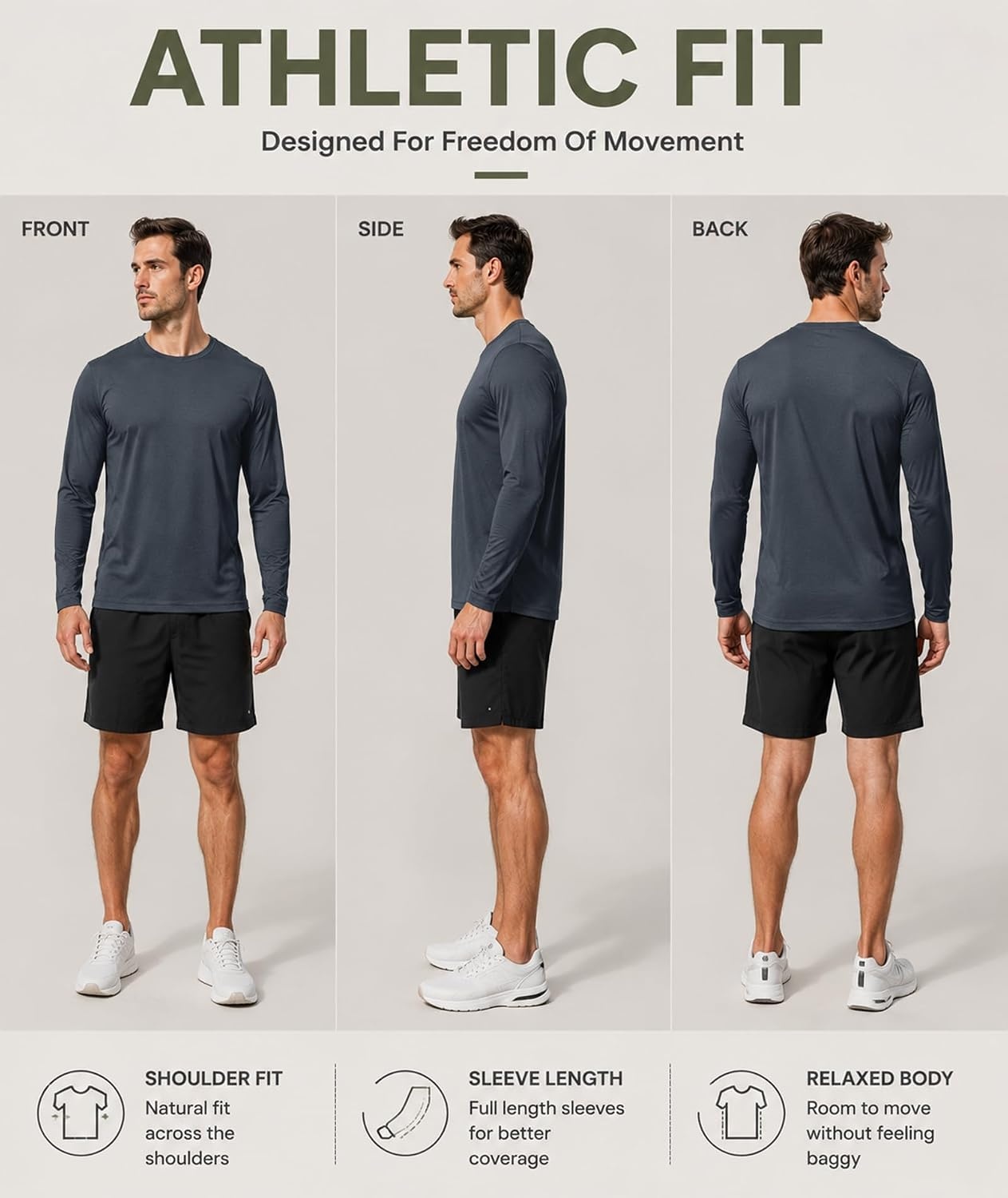 image:imageZITY Mens Long Sleeve Shirts Cotton Comfortable Undershirt for MenBlackGreyWine Red