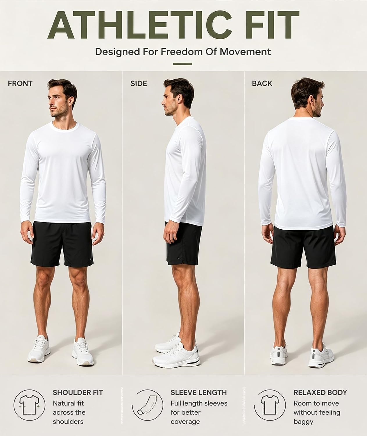 image:imageZITY Mens Long Sleeve Shirts Cotton Comfortable Undershirt for MenBlackWhiteWhite