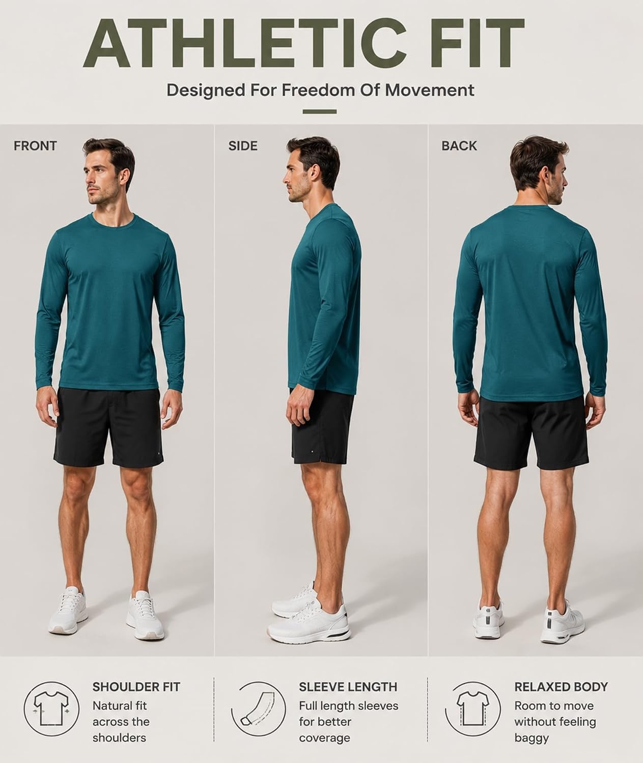 image:imageZITY Mens Long Sleeve Shirts Cotton Comfortable Undershirt for MenRoyalblueNavyDark Teal Blue