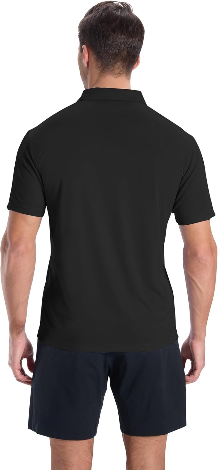 image:imageZITY Mens Polo Shirts Short Sleeve Performance Moisture Wicking Golf ShirtBlack