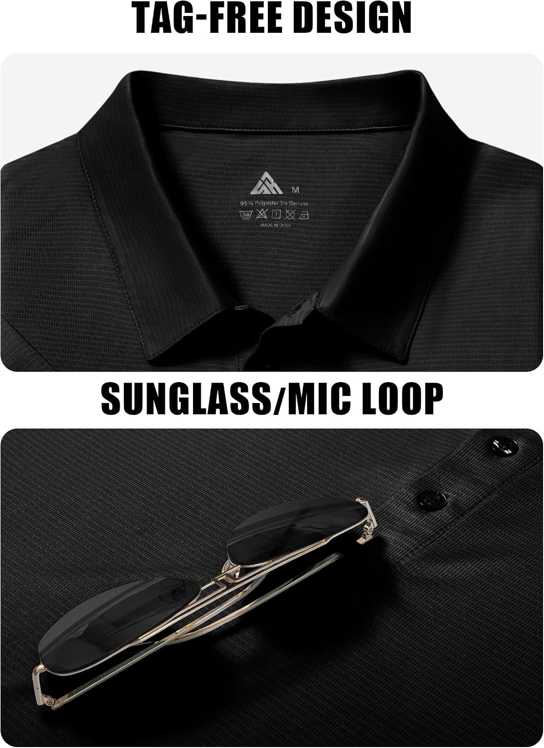 image:imageZITY Mens Polo Shirts Short Sleeve Performance Moisture Wicking Golf ShirtBlack