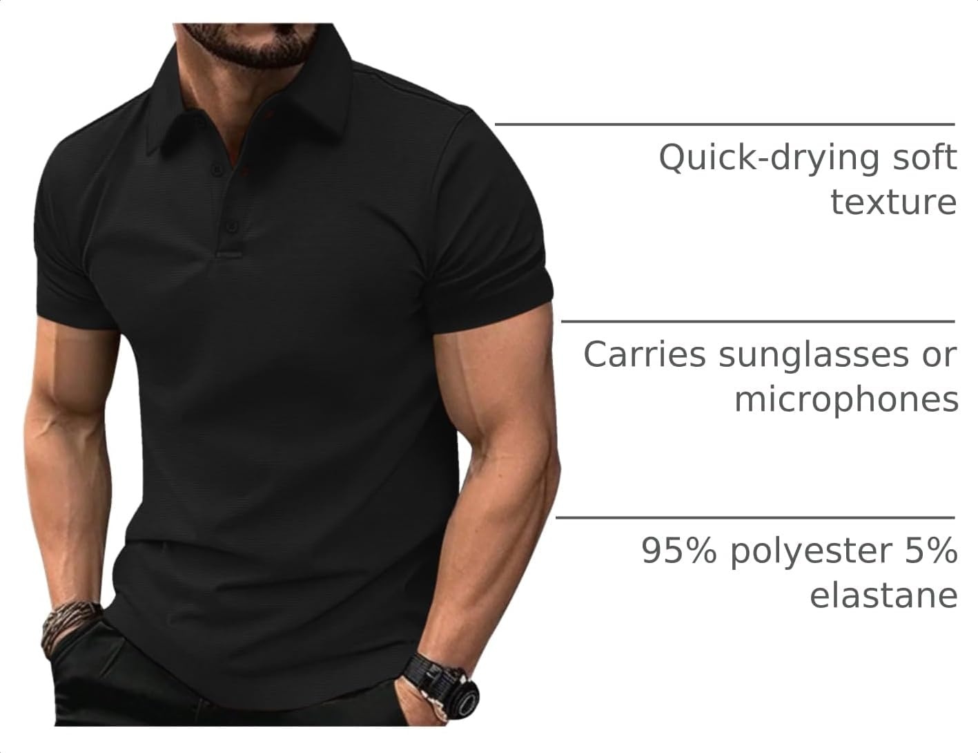 image:imageZITY Mens Polo Shirts Short Sleeve Performance Moisture Wicking Golf ShirtBlack