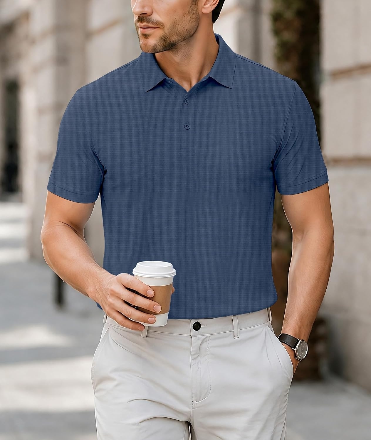 image:imageZITY Mens Polo Shirts Short Sleeve Performance Moisture Wicking Golf ShirtDark Grey
