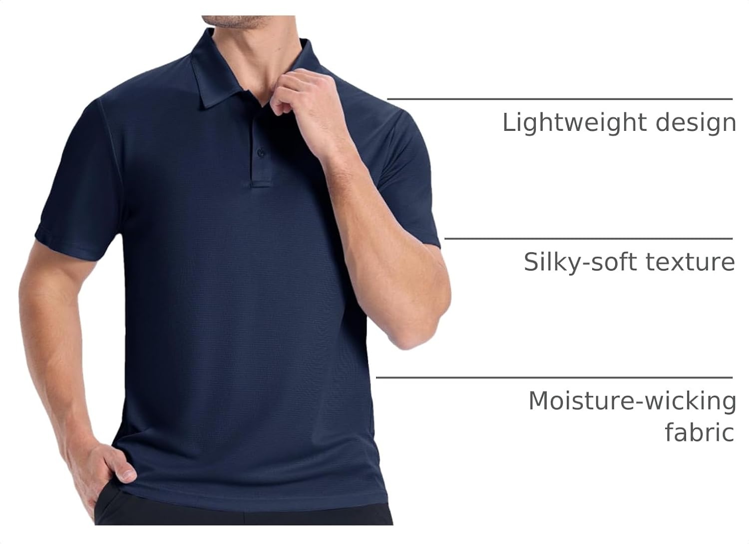 image:imageZITY Mens Polo Shirts Short Sleeve Performance Moisture Wicking Golf ShirtNavy