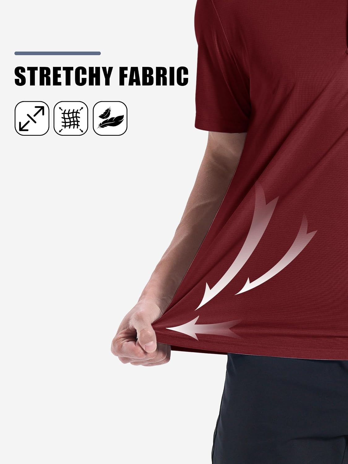image:imageZITY Mens Polo Shirts Short Sleeve Performance Moisture Wicking Golf ShirtWine Red