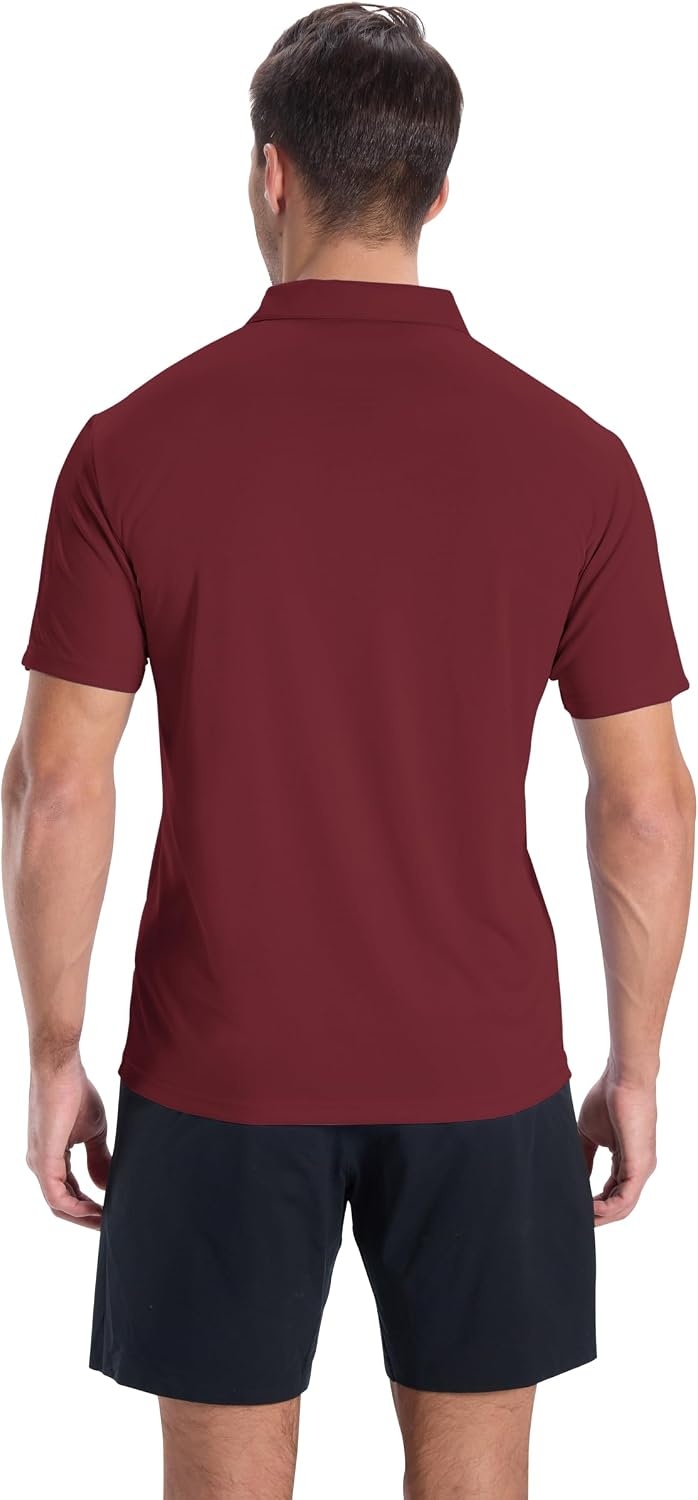 image:imageZITY Mens Polo Shirts Short Sleeve Performance Moisture Wicking Golf ShirtWine Red
