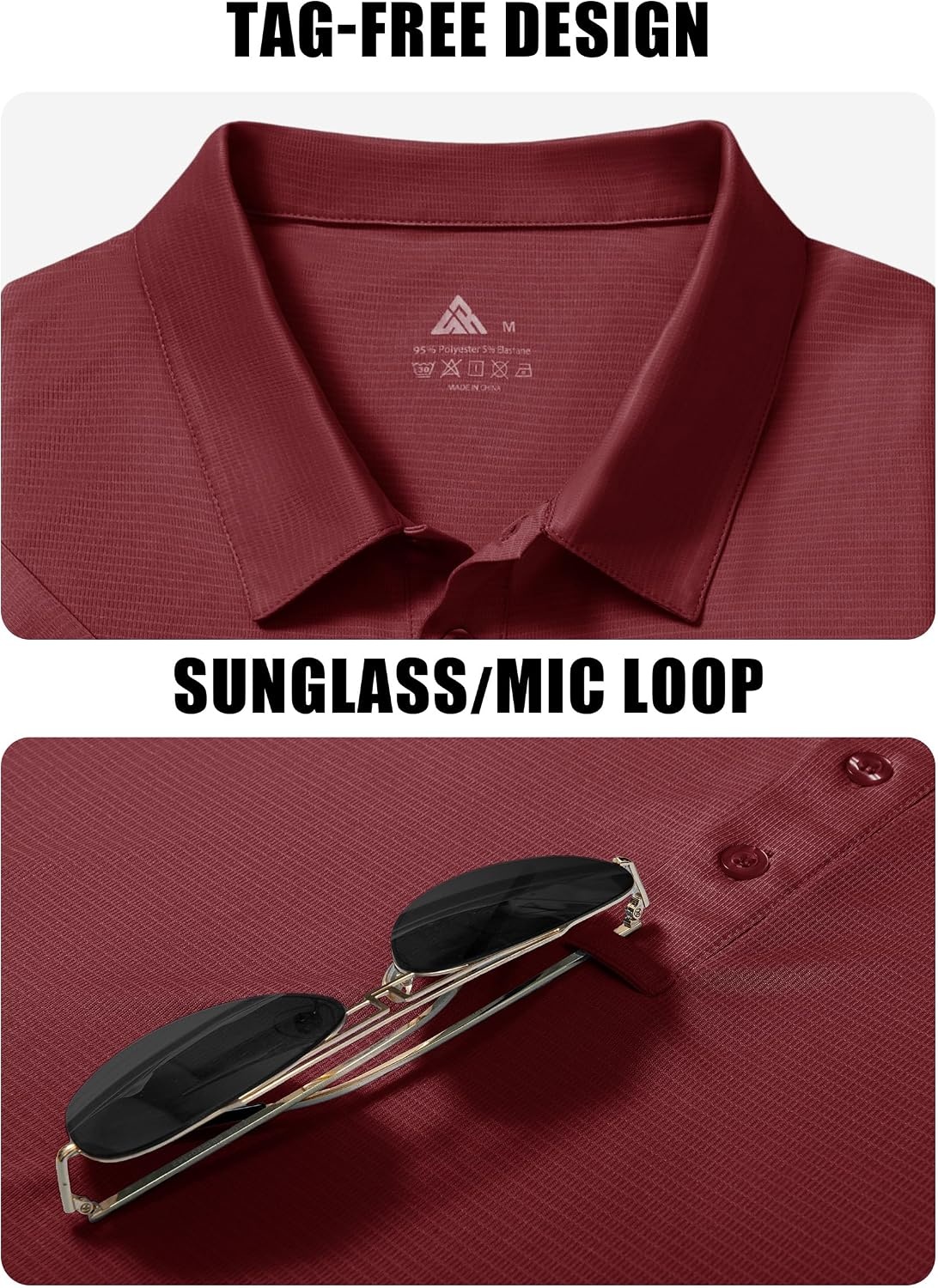 image:imageZITY Mens Polo Shirts Short Sleeve Performance Moisture Wicking Golf ShirtWine Red