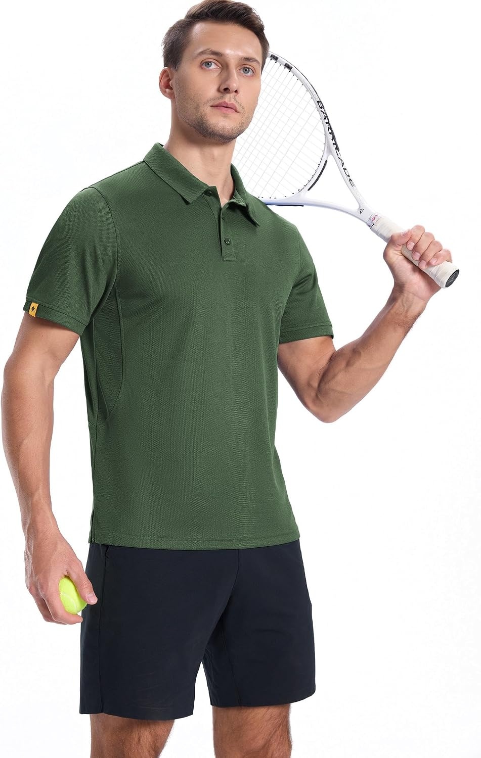 image:imageZITY Mens Short Sleeve Golf Polo Collared ShirtsArmy Green