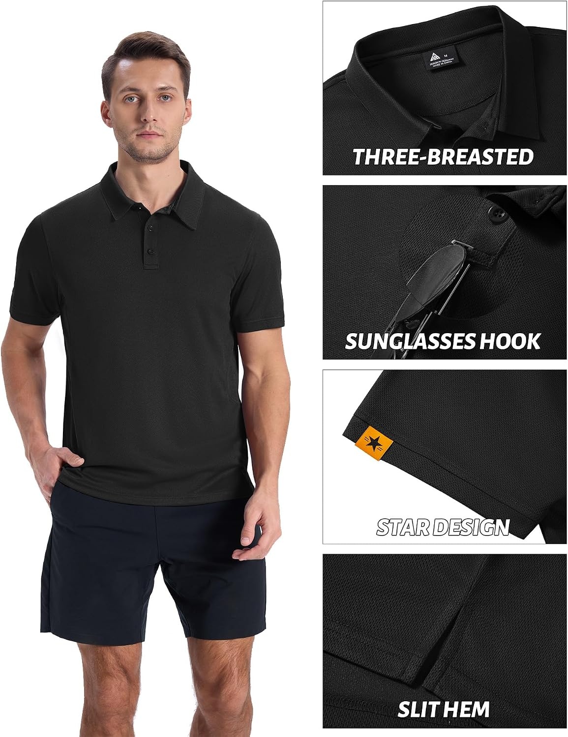 image:imageZITY Mens Short Sleeve Golf Polo Collared ShirtsBlack