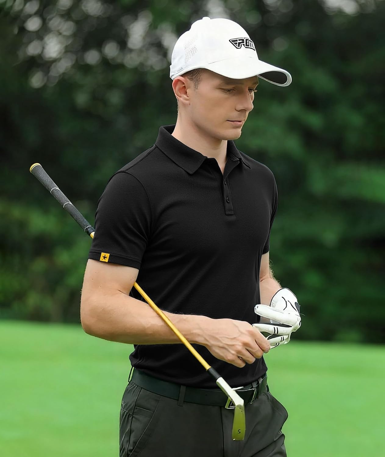 image:imageZITY Mens Short Sleeve Golf Polo Collared ShirtsBlack