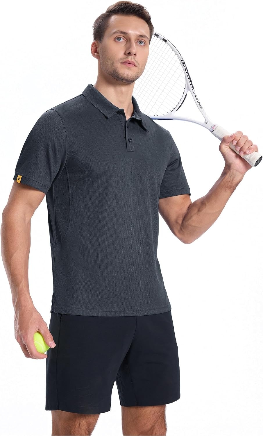 image:imageZITY Mens Short Sleeve Golf Polo Collared ShirtsGrey