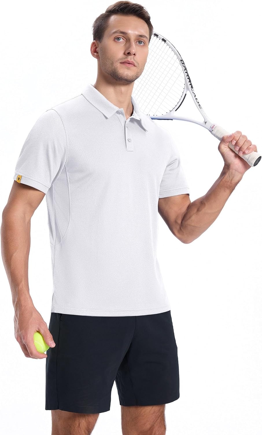 image:imageZITY Mens Short Sleeve Golf Polo Collared ShirtsWhite