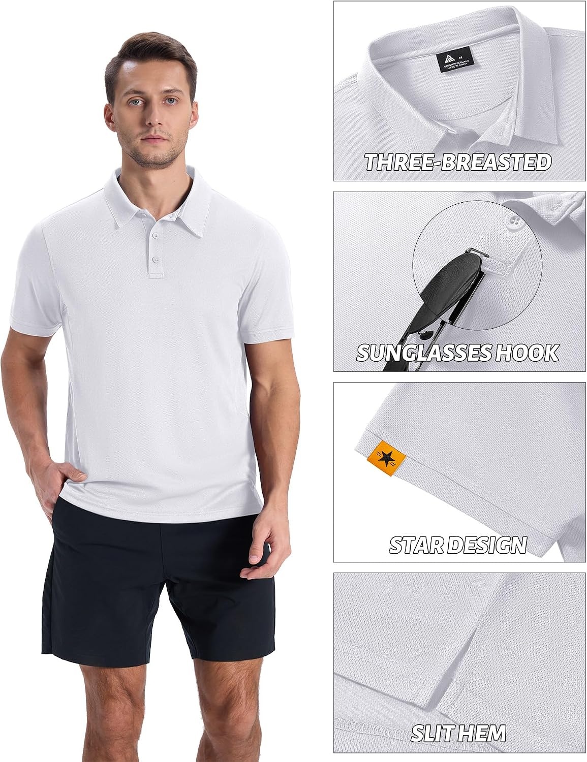 image:imageZITY Mens Short Sleeve Golf Polo Collared ShirtsWhite