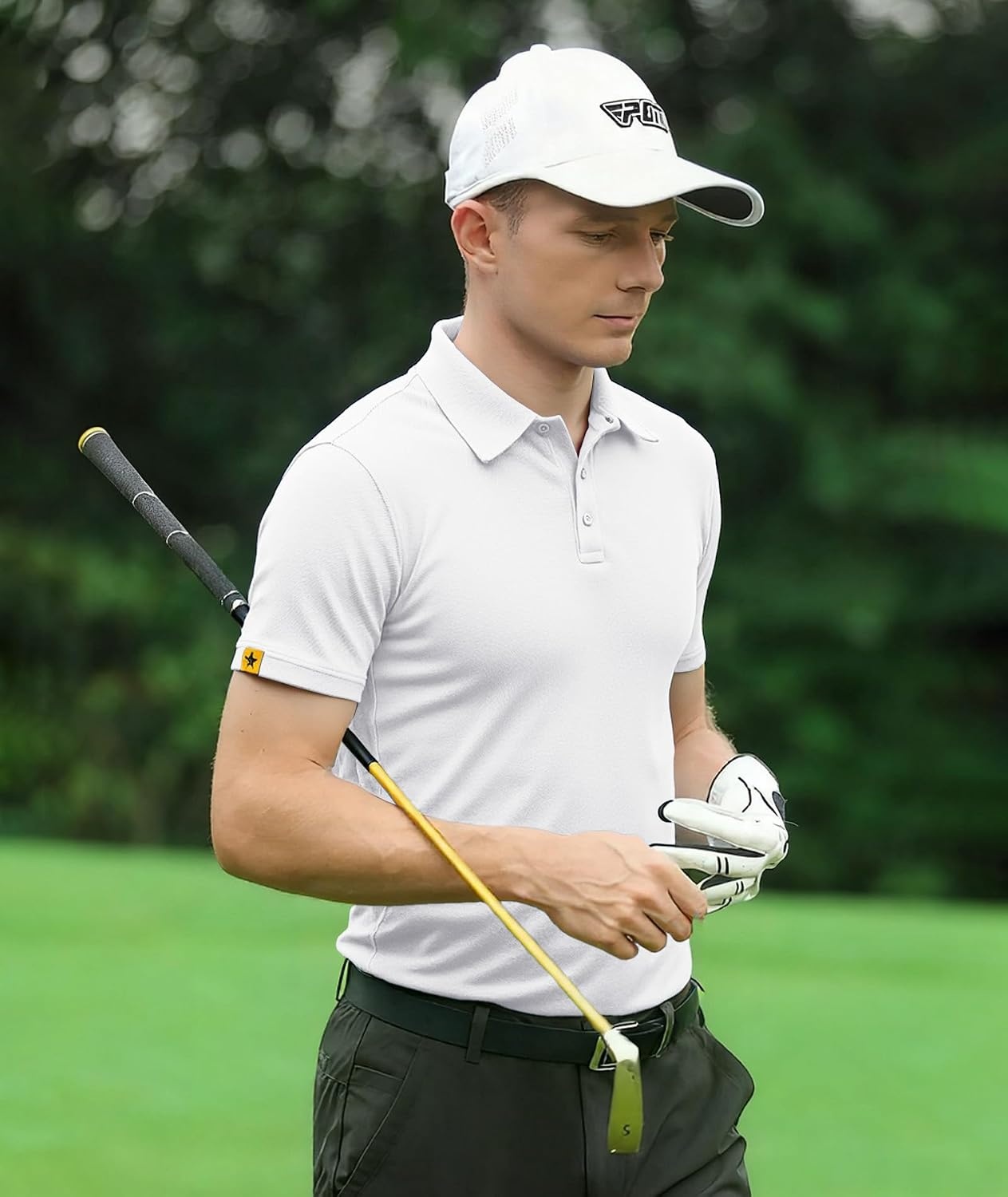 image:imageZITY Mens Short Sleeve Golf Polo Collared ShirtsWhite