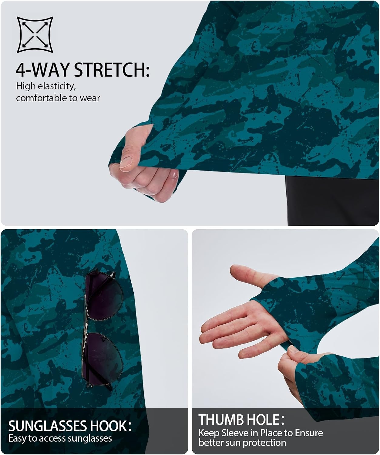 image:imageZITY Mens Sun Protection Printd Shirts Long Sleeve Rash Guard HoodiesFull Dark Blue