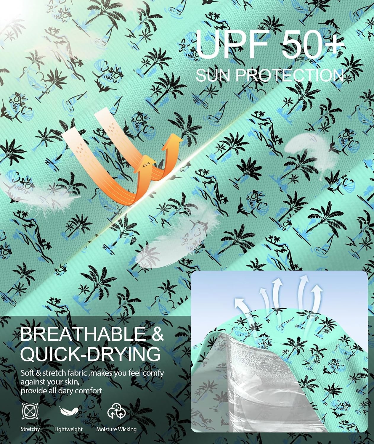 image:imageZITY Mens Sun Protection Printd Shirts Long Sleeve Rash Guard HoodiesFull Green Tree