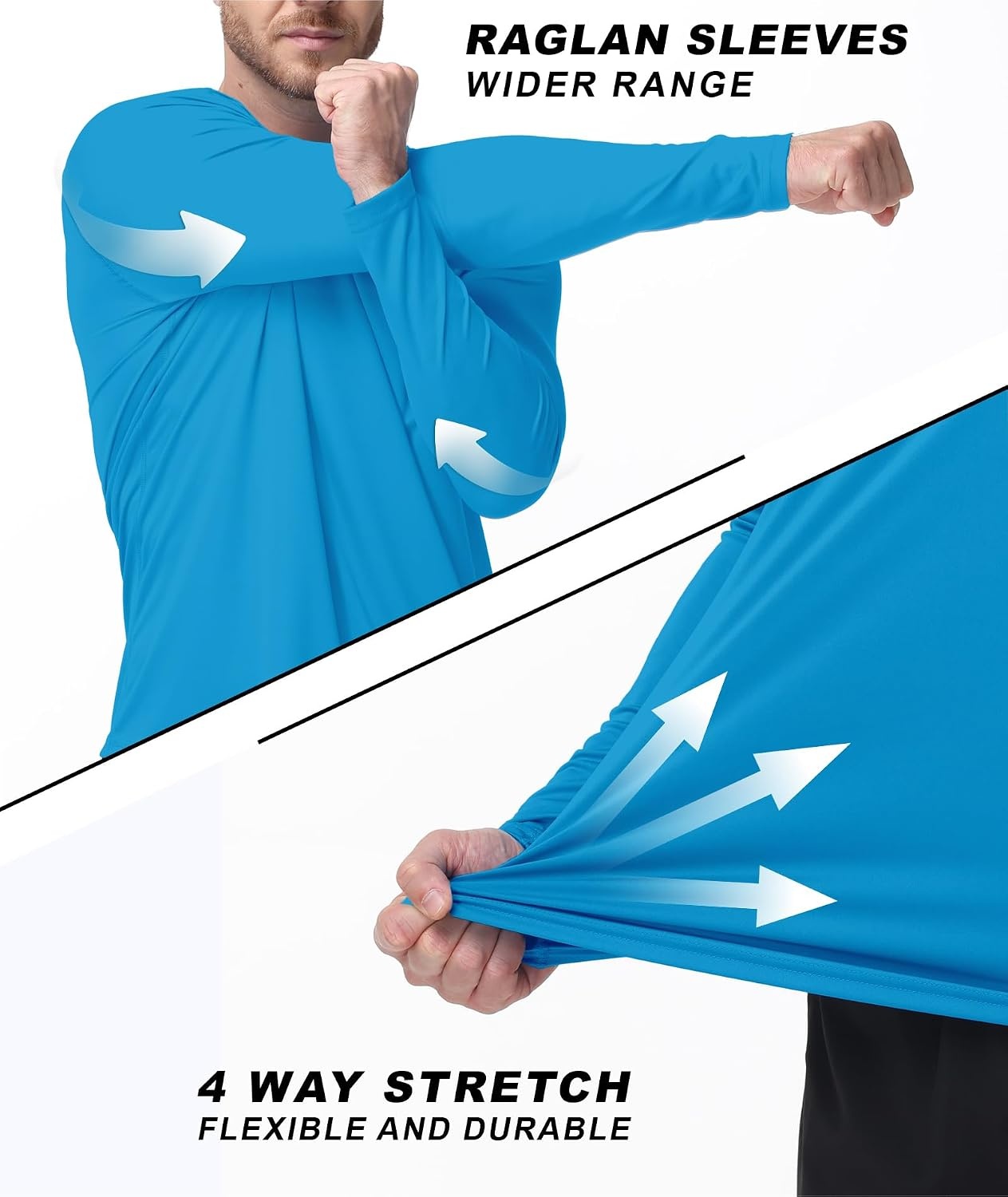 image:imageZITY Mens UPF 50 Sun Protection Shirts Long Sleeve Lightweight Rash GuardAzure Blue