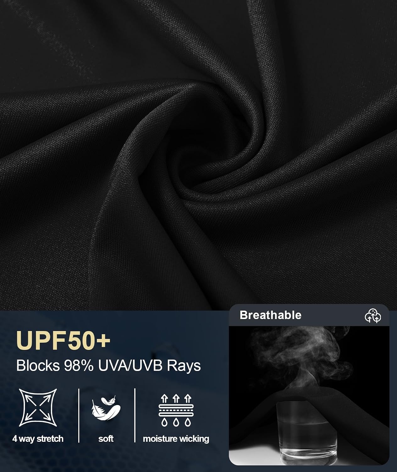 image:imageZITY Mens UPF 50 Sun Protection Shirts Long Sleeve Lightweight Rash GuardBlack