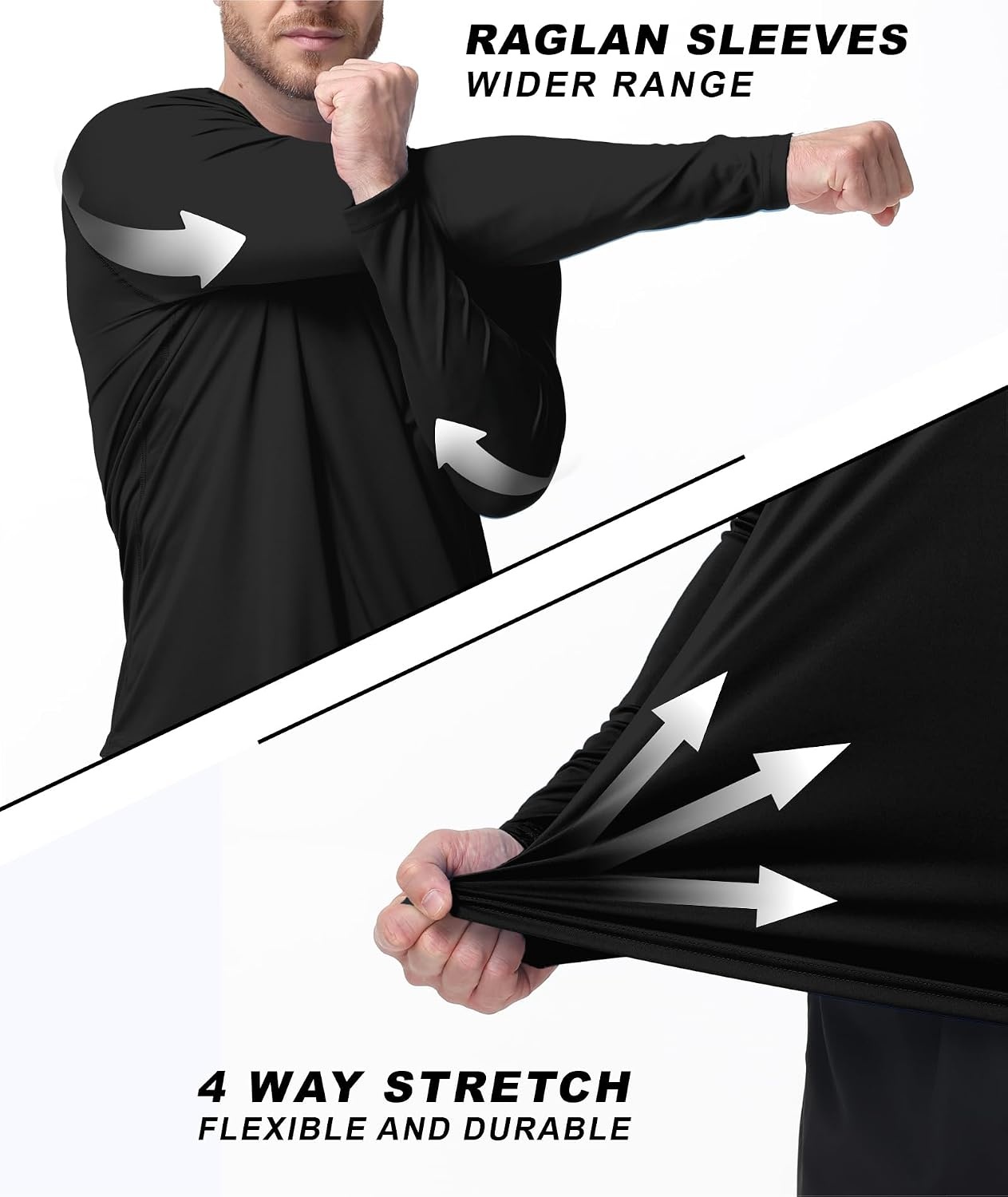 image:imageZITY Mens UPF 50 Sun Protection Shirts Long Sleeve Lightweight Rash GuardBlack